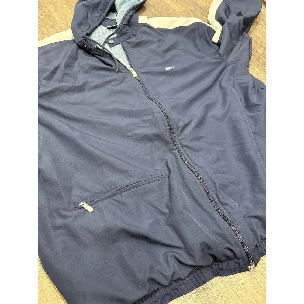 Vintage 90s Nike Side Swoosh Navy Zip Up Hooded Winter Jacket Men's Size XXL‎